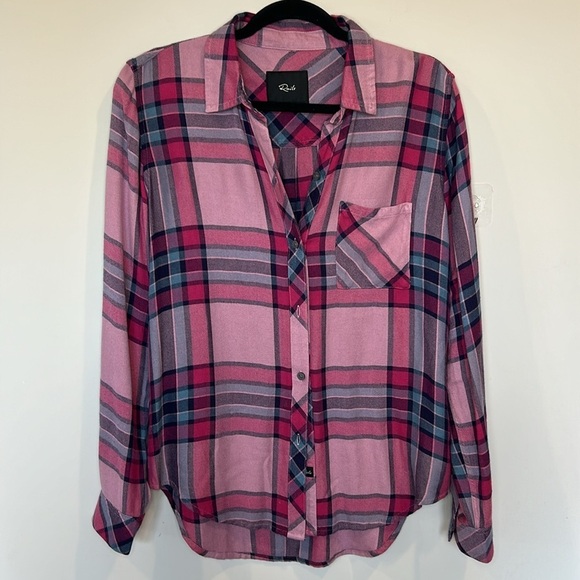 Rails Hunter Plaid Button Up in Navy & Magneta - Picture 5 of 9